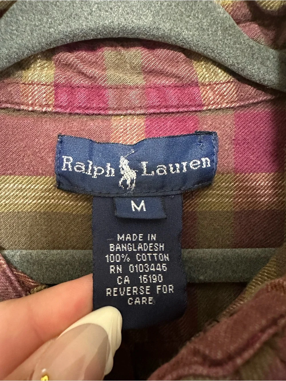 Ralph Lauren Plaid Flannel Button Down Shirt Boys’ M Olive/Burgundy